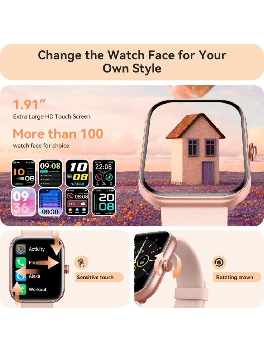 Stylish Smart Watch for Women - Bluetooth Fitness Tracker, Alexa, IP68